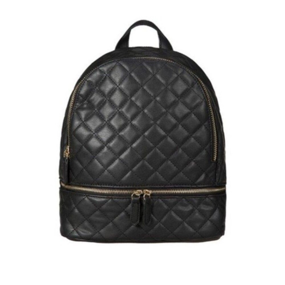 Beautiful QUILTED Faux Leather Medium Size BACKPACK apprx 14x10 EUC